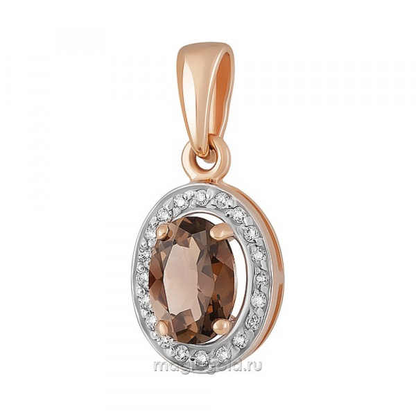 Золотая подвеска с раухтопазом и фианитом № 158894