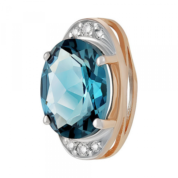 Золотая подвеска с топазом и фианитом № 137027