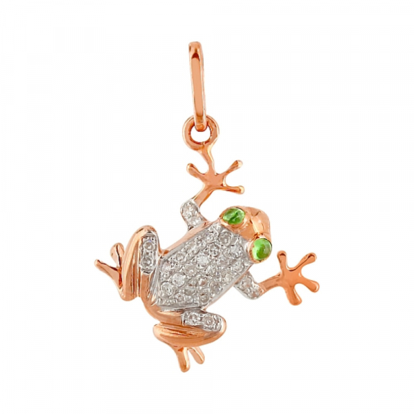 Золотая подвеска с бриллиантами и цаворитом № 106104