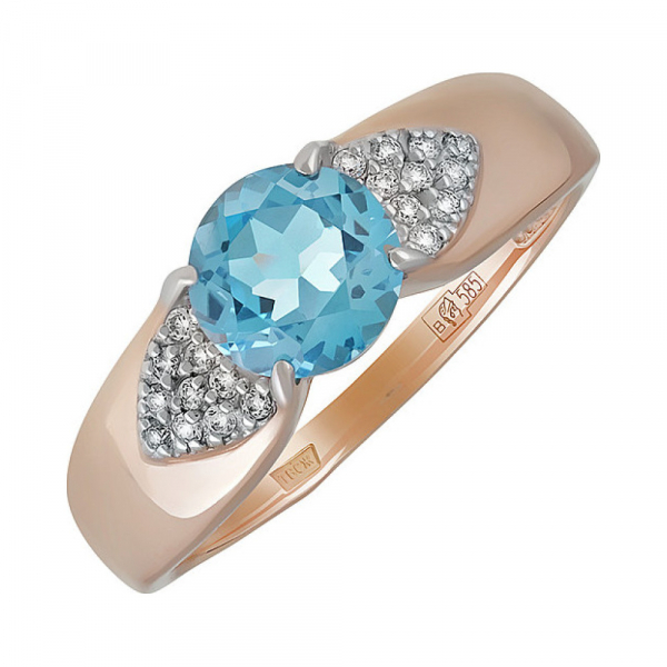 Золотое кольцо с топазом и фианитами № 138118