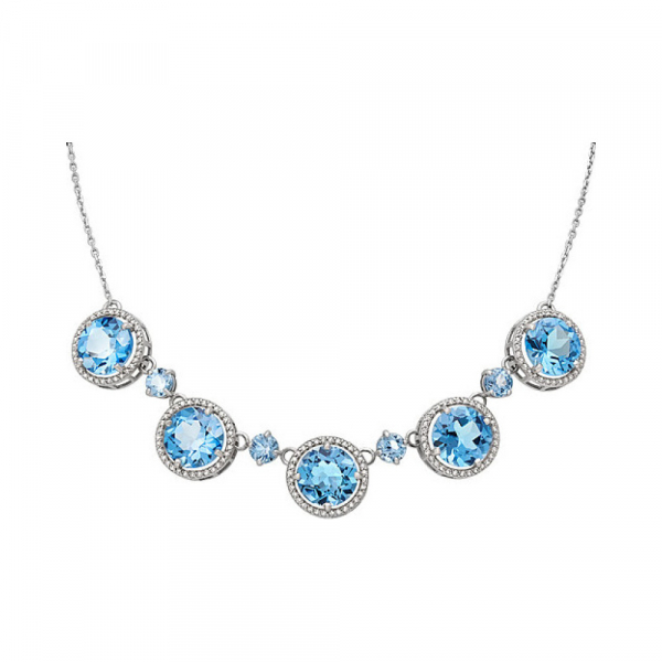 Серебряное колье с топазом и фианитом № 132994