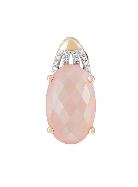 Золотая подвеска с розовым ониксом и фианитом № 127738