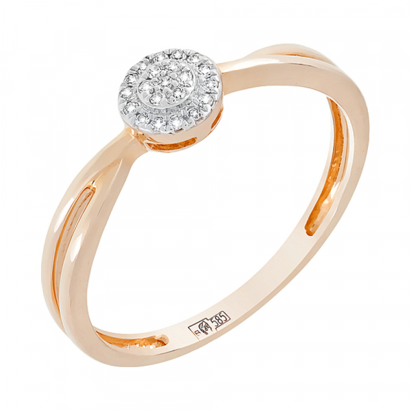 Золотое кольцо с бриллиантом № 106002