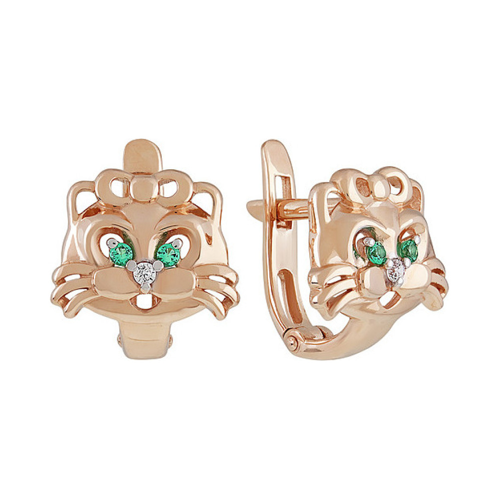 Золотые серьги с фианитом № 137288