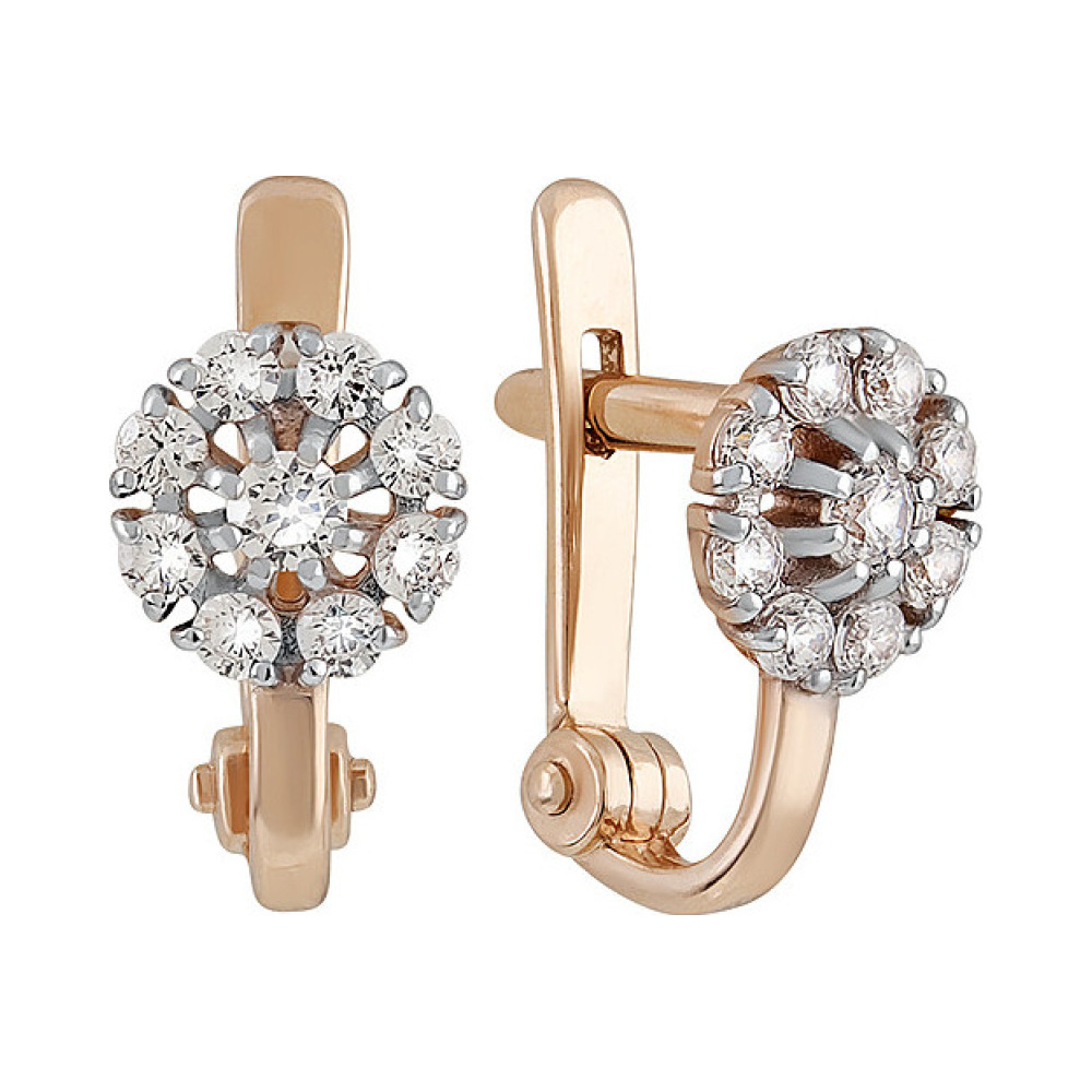 Золотые серьги с фианитом № 134335