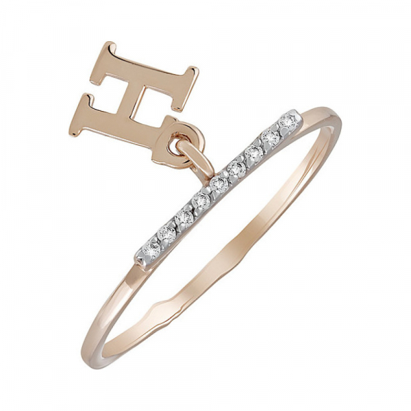 Золотое кольцо с фианитом № 135926