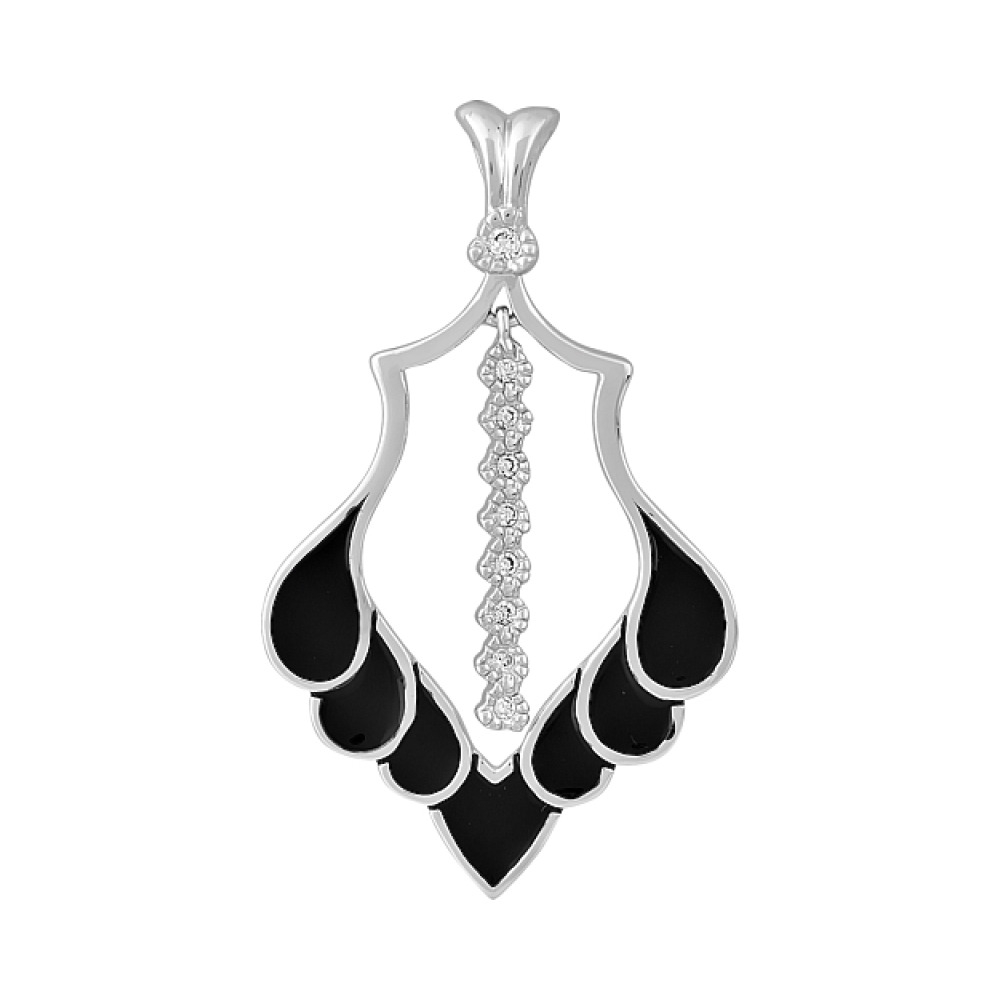 Серебряная подвеска с фианитом и эмалью № 115236