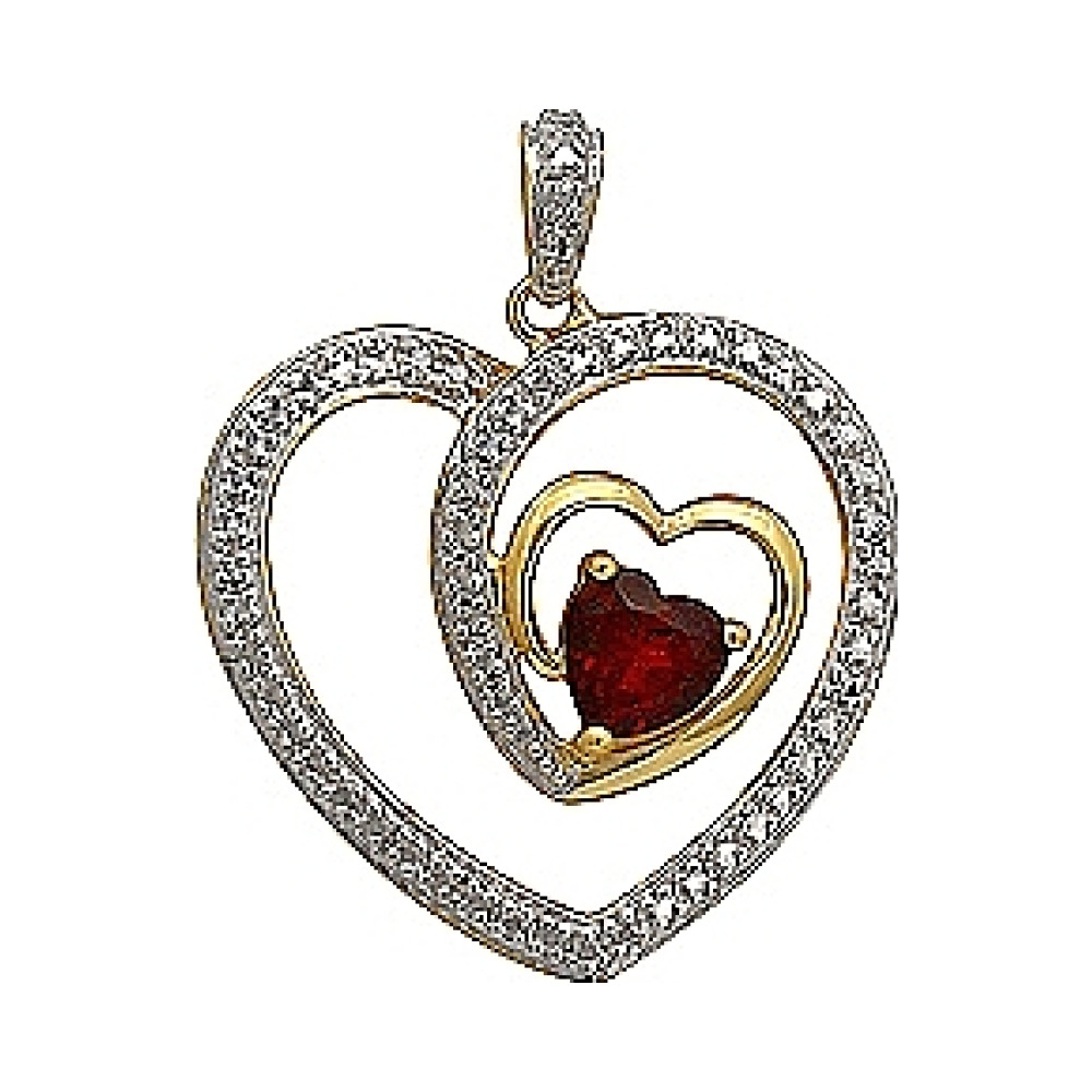 Серебряная подвеска с гранатом и золотым покрытием № 70771