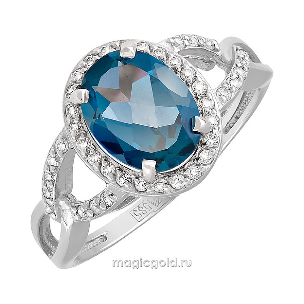 Золотое кольцо с топазом и фианитом № 119368