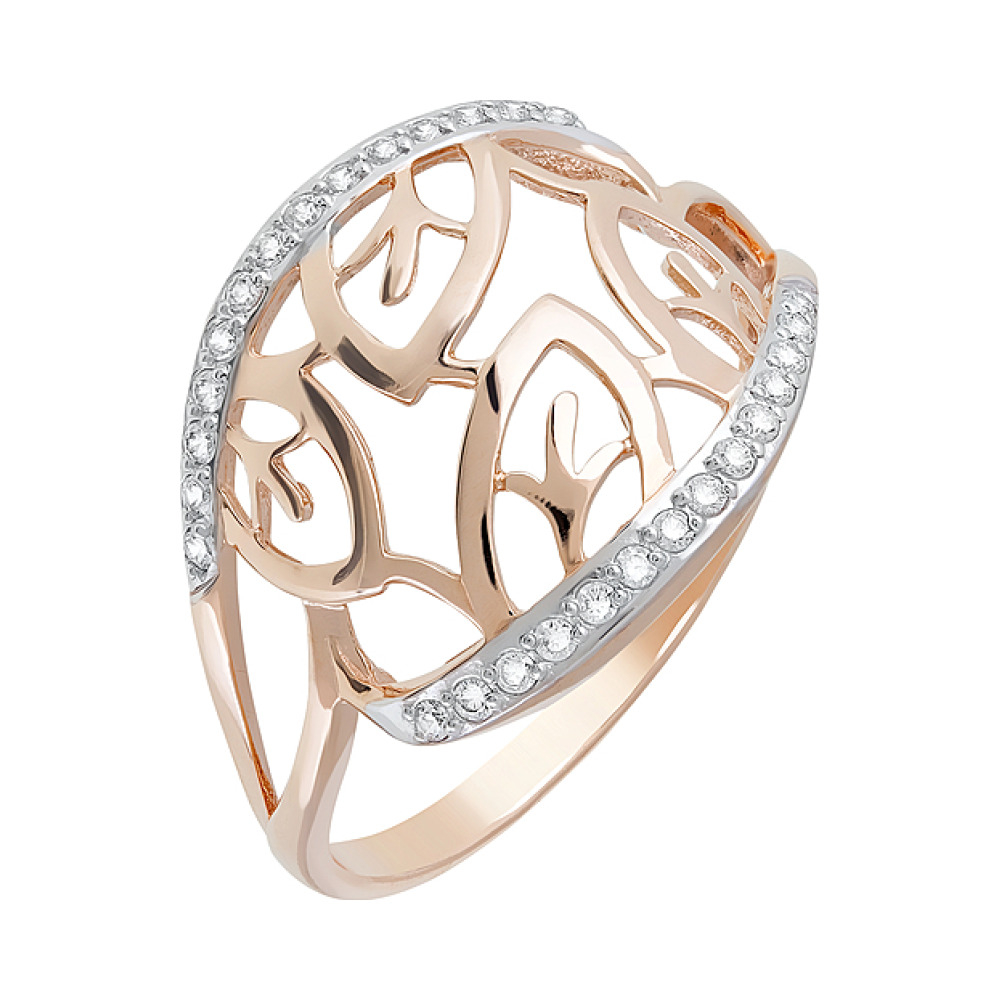 Золотое кольцо с фианитами № 123389