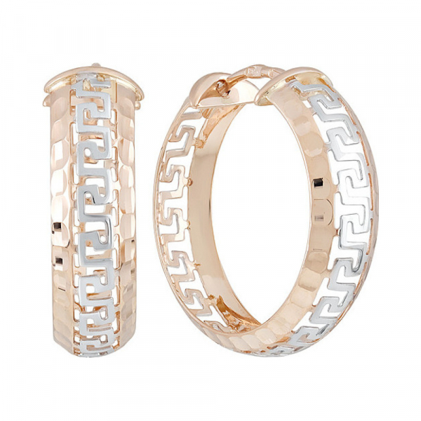 Золотые серьги без камня с алмазкой № 133532