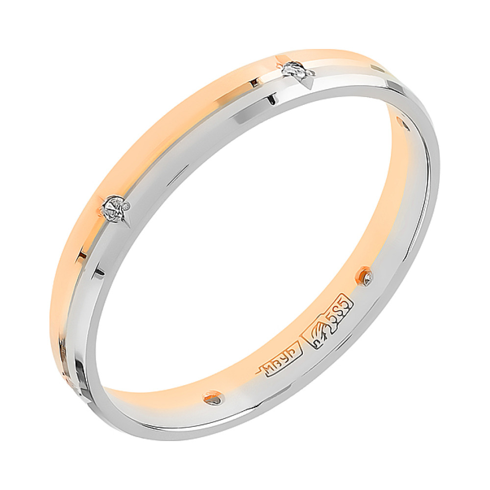 Золотое кольцо с бриллиантом обручальное № 101521