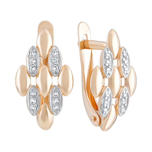 Золотые серьги с фианитами № 129969