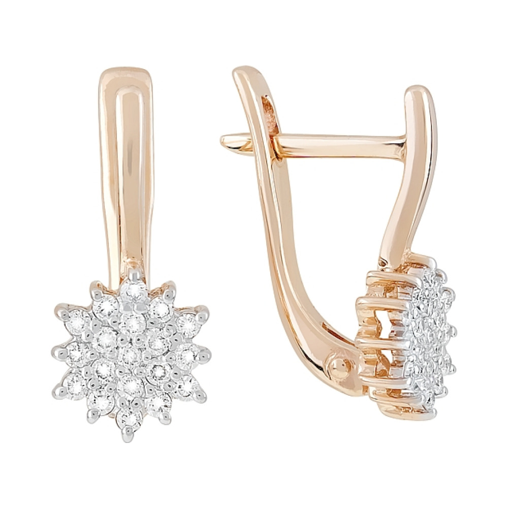 Золотые серьги с бриллиантом № 74810