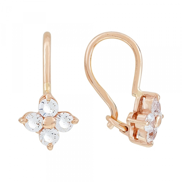 Золотые серьги с фианитом № 116660