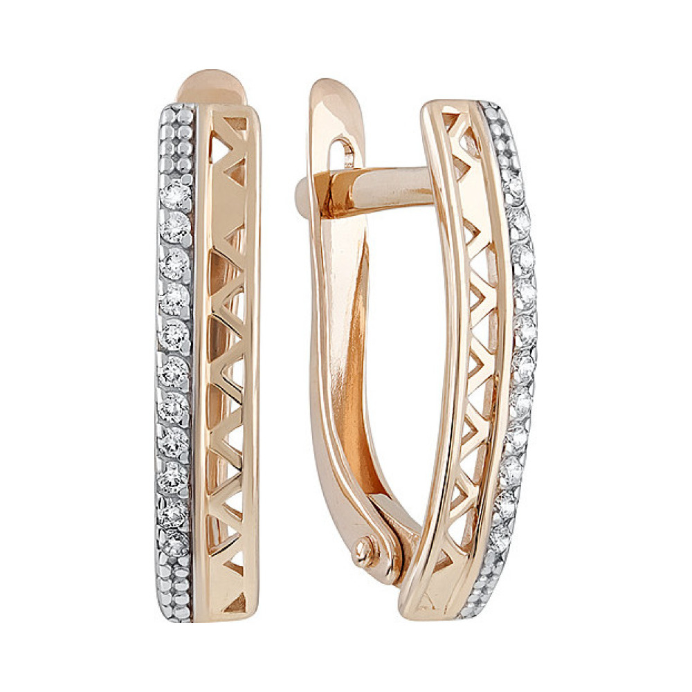 Золотые серьги с фианитом № 135162