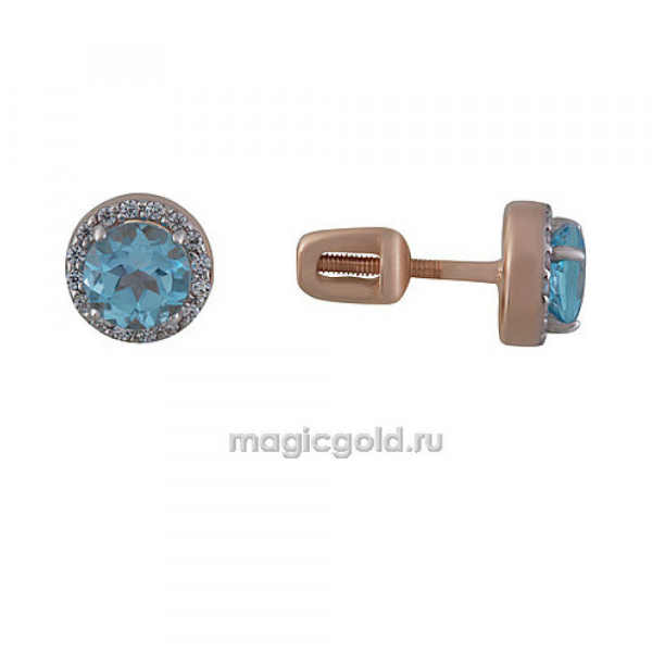 Пуссеты с топазом и фианитом № 159027