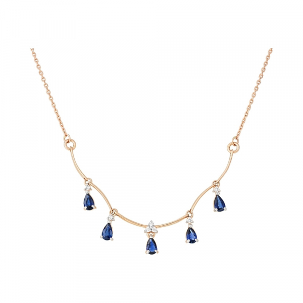 Золотое колье с бриллиантом и сапфиром № 112577