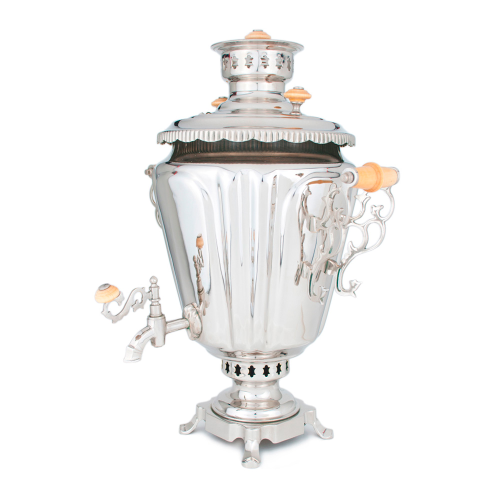 Фотография самовар жаровой "конус", 7 литров, никелированный №1