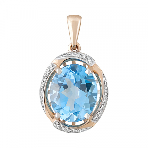 Золотая подвеска с топазом и фианитом № 126588