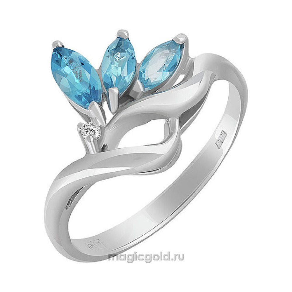 Золотое кольцо с топазом и фианитами № 25213