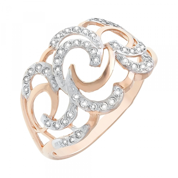 Золотое кольцо с фианитами № 112329