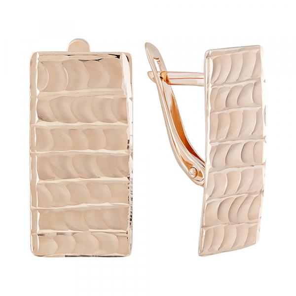 Золотые серьги без камня с алмазкой № 123987