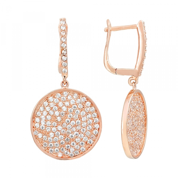 Серебряные серьги с фианитом и золотым покрытием № 115608