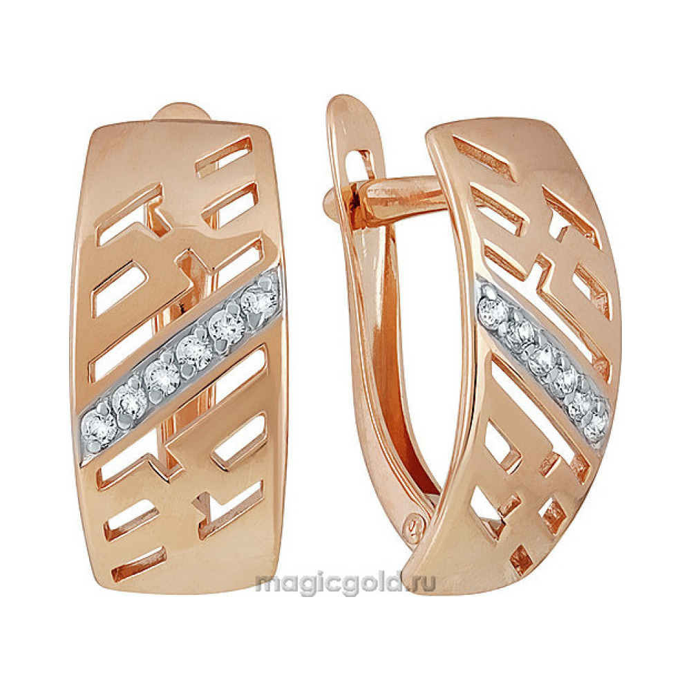 Золотые серьги с фианитом № 140193