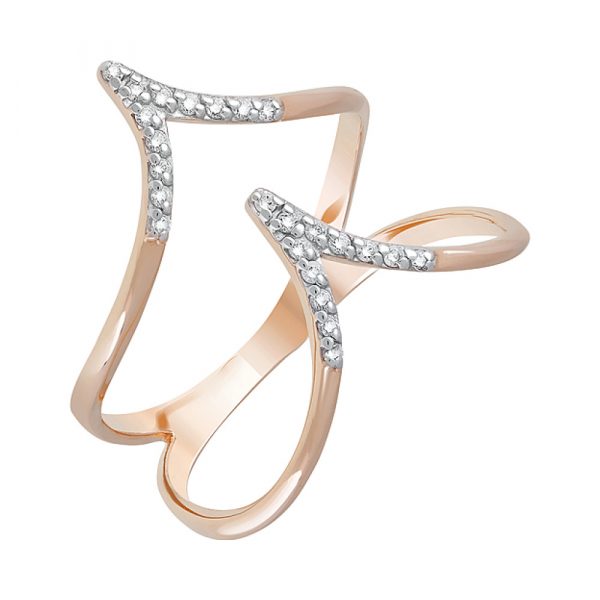 Золотое кольцо с фианитами № 122309