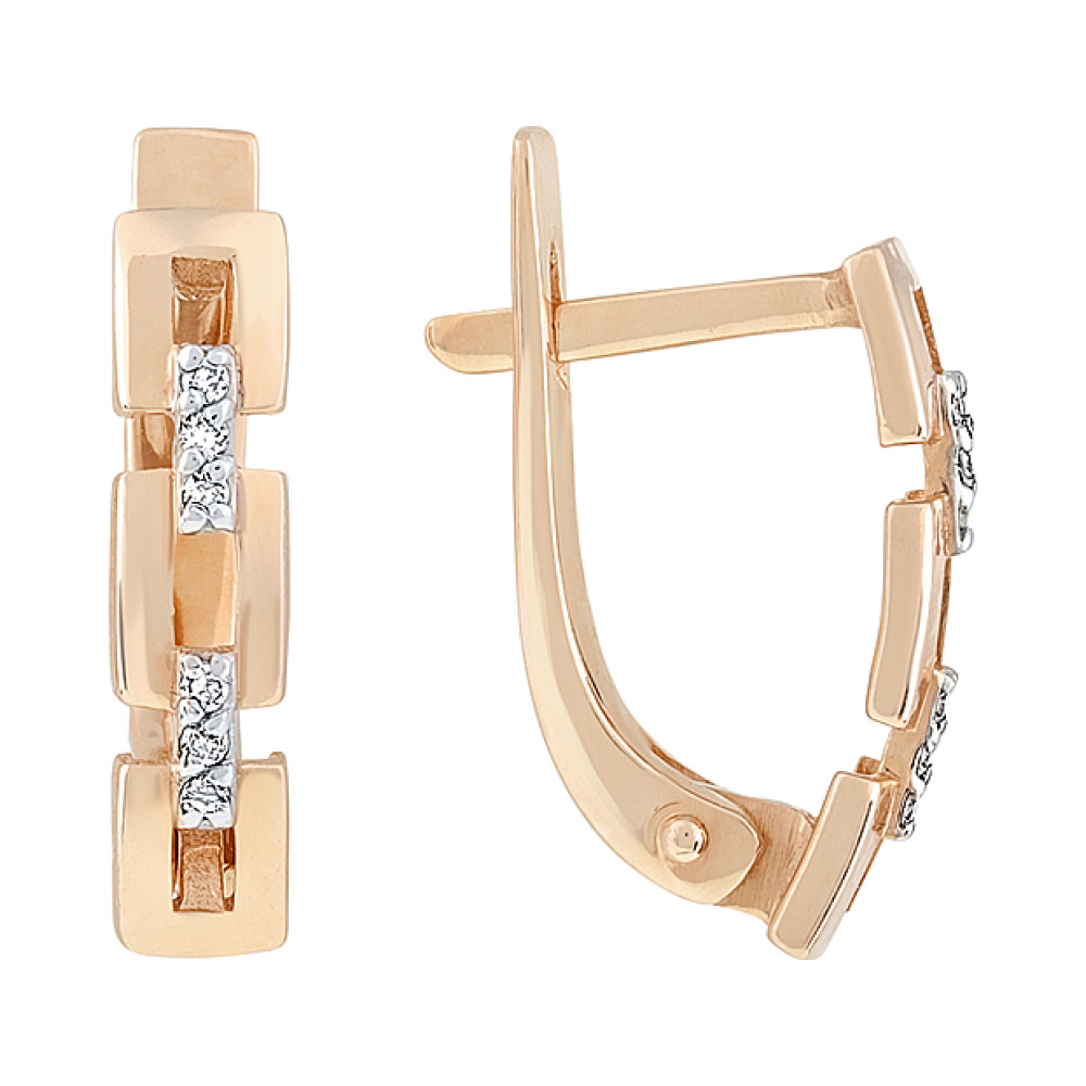 Золотые серьги с бриллиантом № 105815