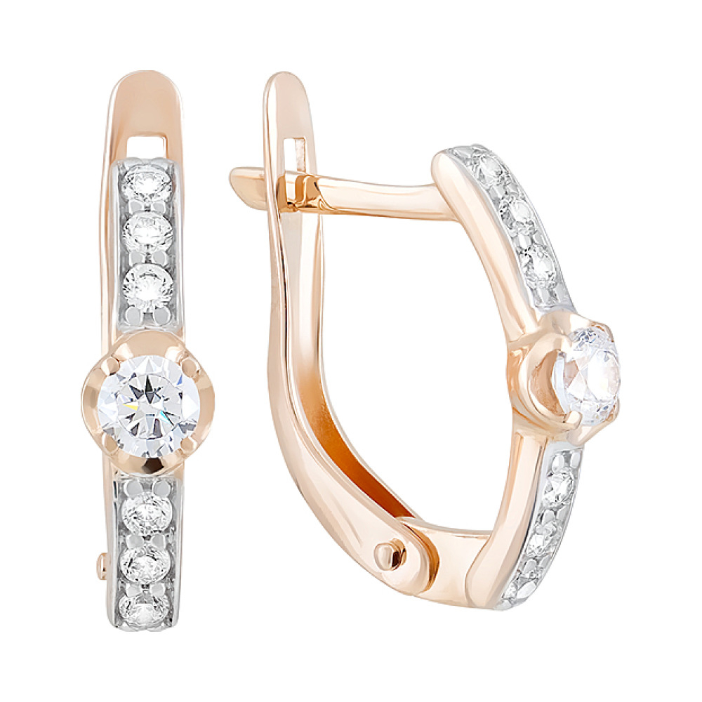 Золотые серьги с фианитом № 124332