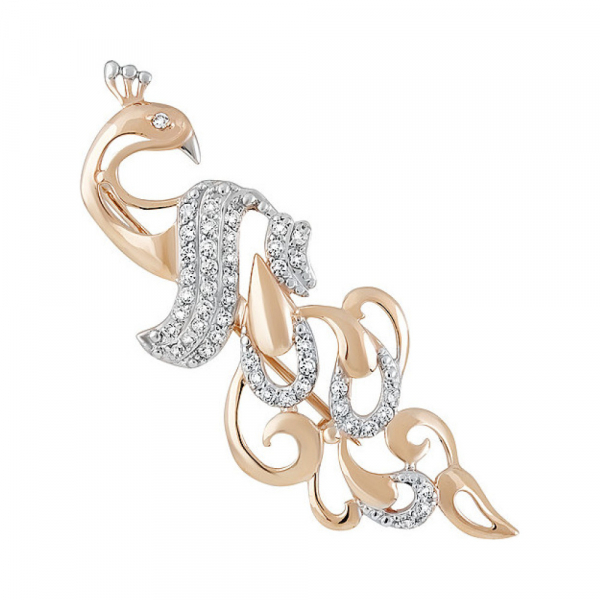 Золотая брошь с фианитами № 133447