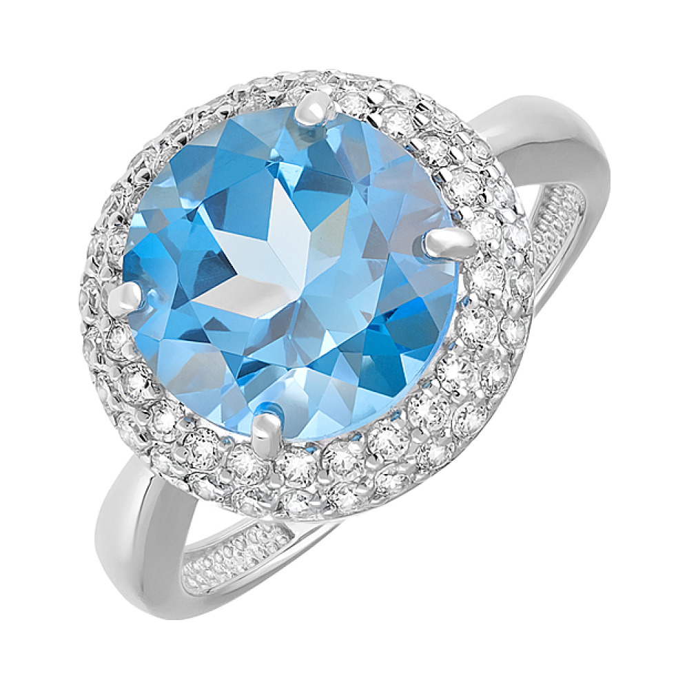 Золотое кольцо с топазом и фианитом № 128457