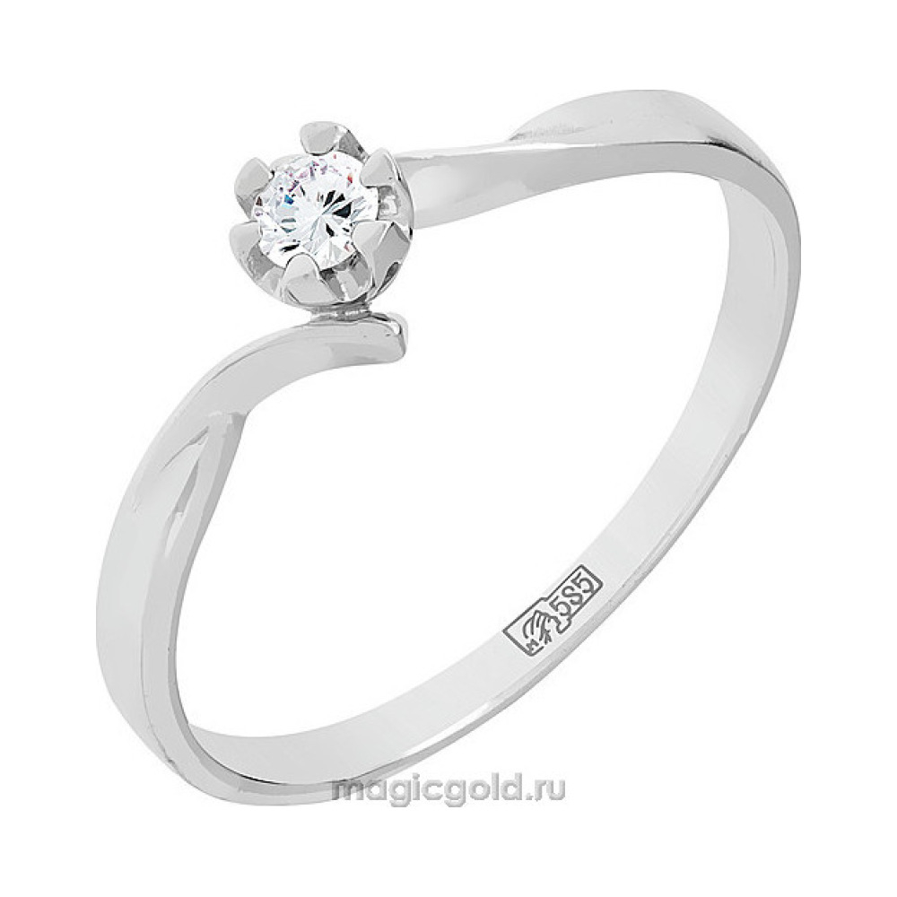 Золотое кольцо с бриллиантом № 119053