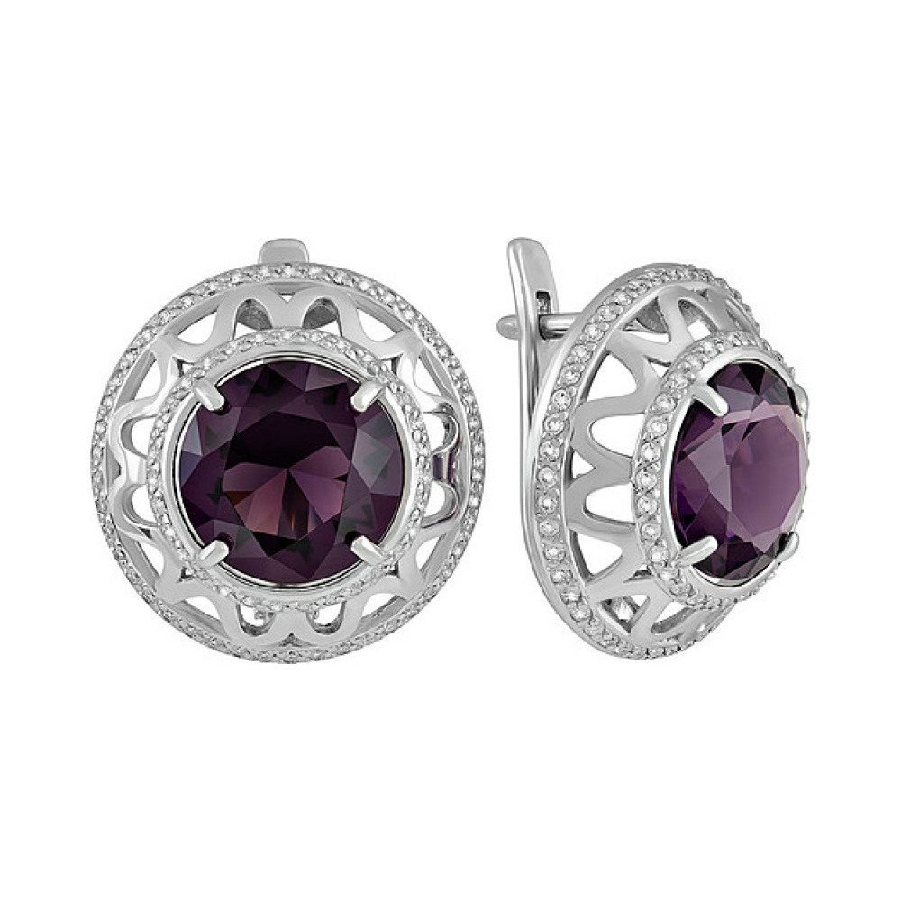 Серебряные серьги с алпанитом и фианитом № 135035