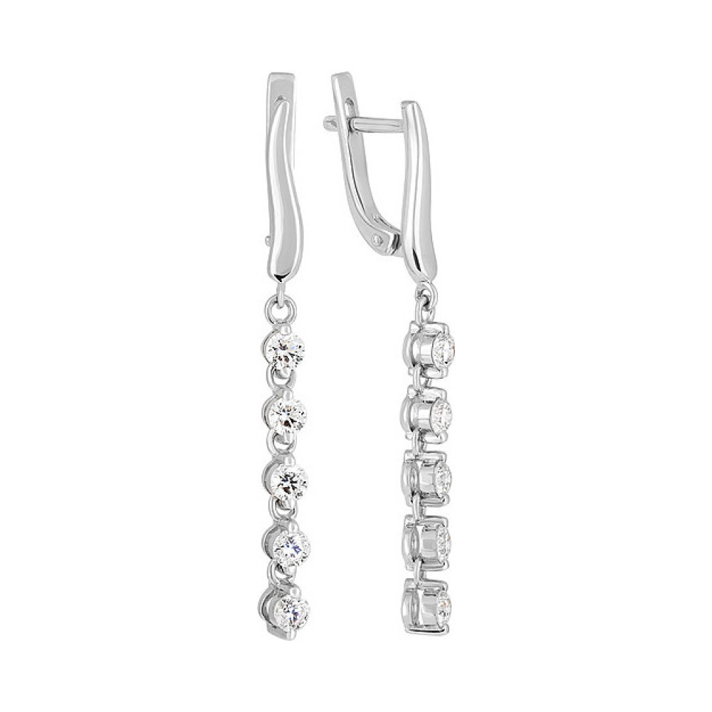 Золотые серьги с бриллиантом № 134163