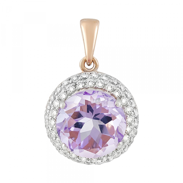 Золотая подвеска с аметистом и фианитом № 128520