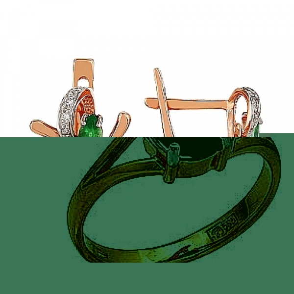 Золотое кольцо с бриллиантом и чёрным сапфиром № 40356