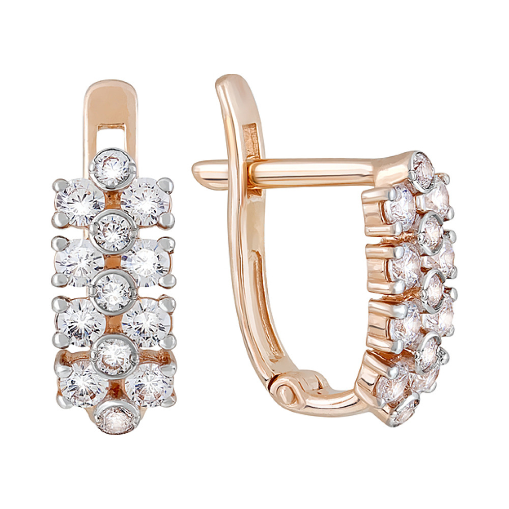 Золотые серьги с фианитами № 109600