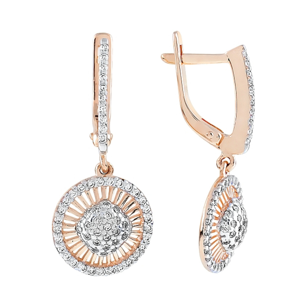 Золотые серьги с фианитами № 111182