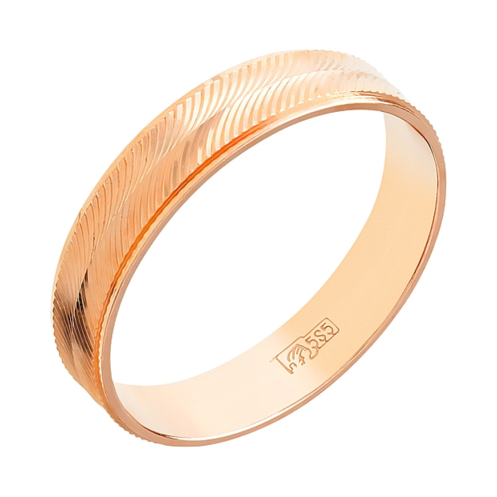 Золотое кольцо обручальное с алмазкой № 106774