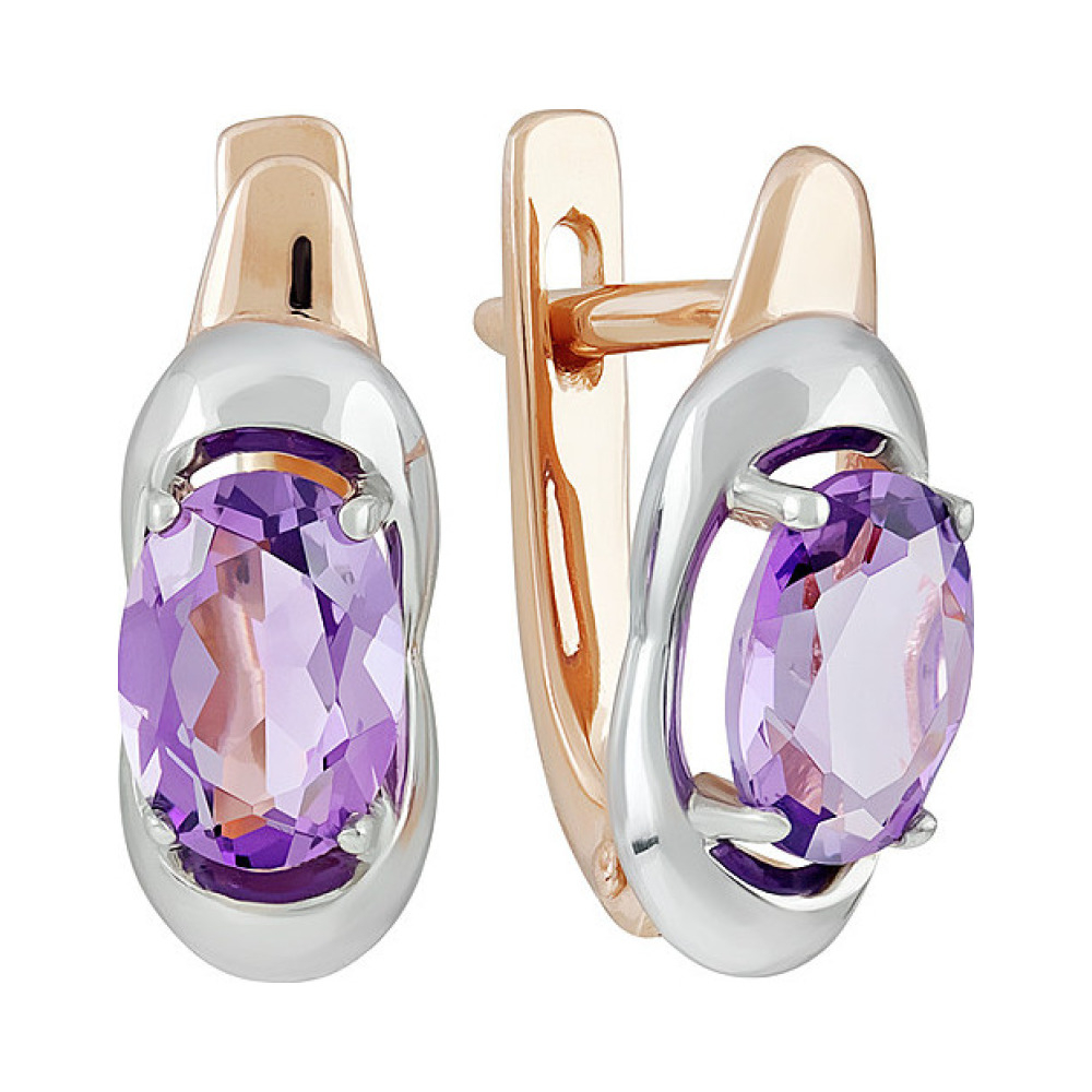 Золотые серьги с аметистом № 137839