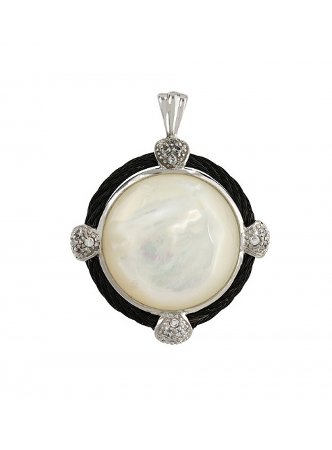 Серебряная подвеска с перламутром и фианитом № 106259