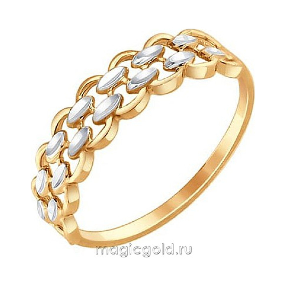 Золотое кольцо без камня с алмазкой № 161617