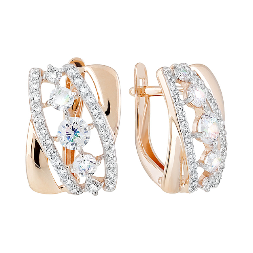 Золотые серьги с фианитами № 128628