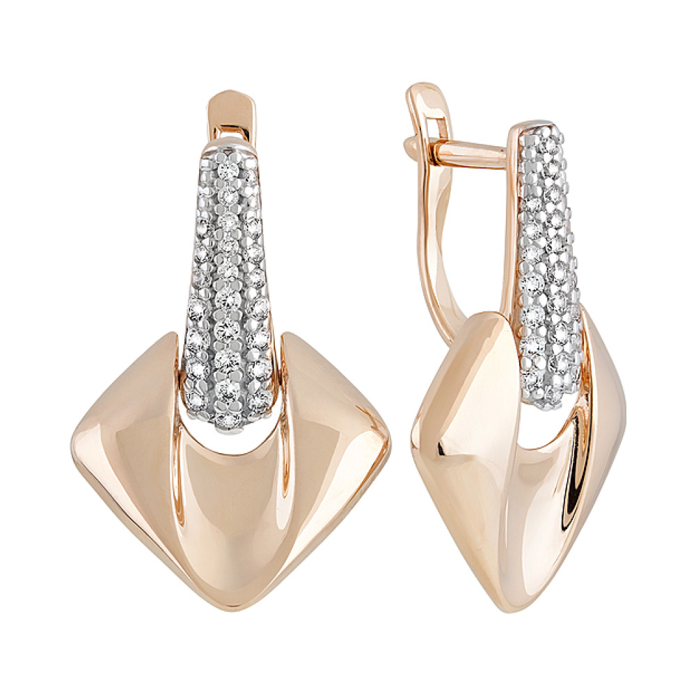 Золотые серьги с фианитами № 128423