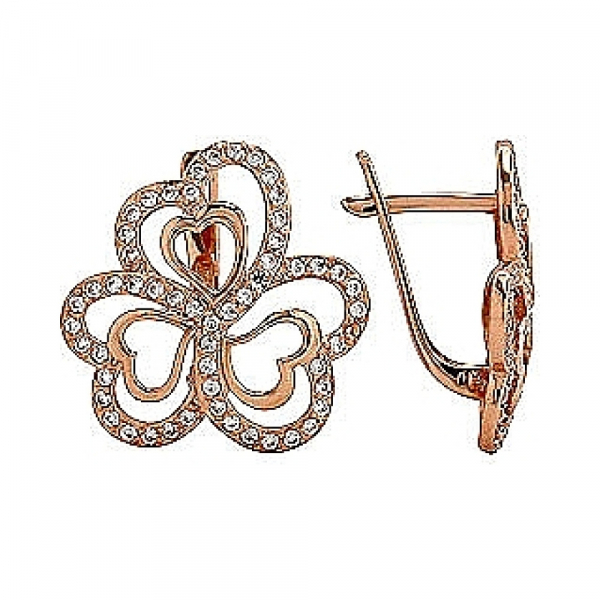 Золотые серьги с фианитом № 74342