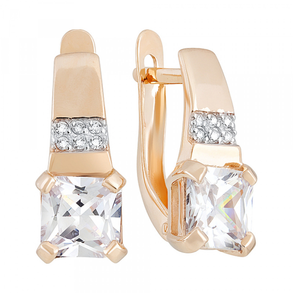 Золотые серьги с фианитом № 129872