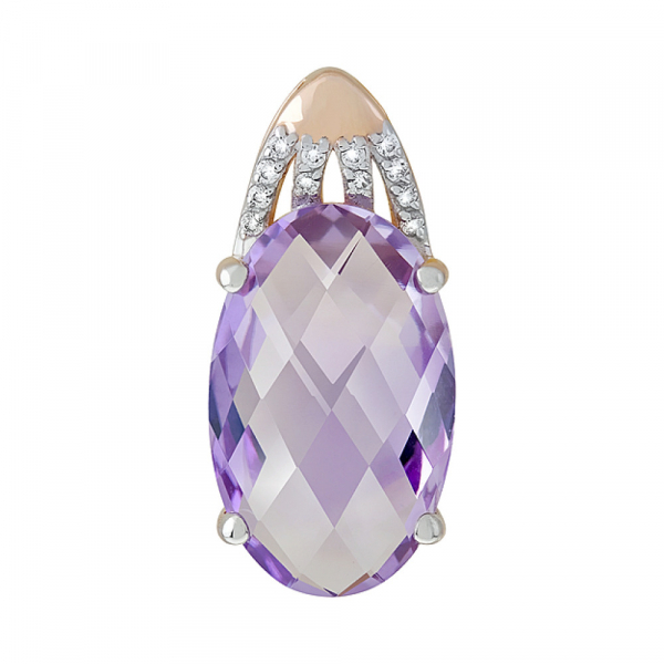 Золотая подвеска с аметистом и фианитом № 121011